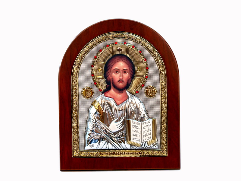 Jesus Christ Almighty - Arch, Painted Print, Silver-Plating, Solid Wood, Uncovered, Gem-Encrusted 3.46x104mm