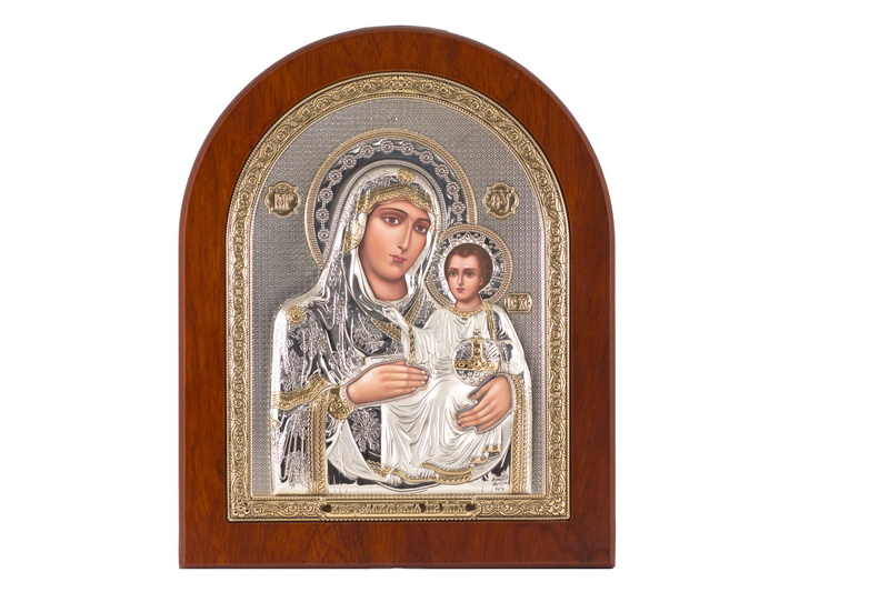 Theotokos the Jerusalemite - Arch, Painted Print, Silver-Plating, Solid Wood, Uncovered, Unencrusted 9.76x292mm