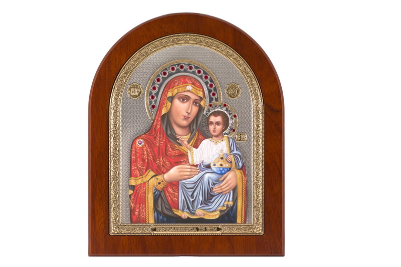 Theotokos the Jerusalemite - Arch, Painted Print, Solid Wood, Uncovered, Gem-Encrusted 9.76x292mm