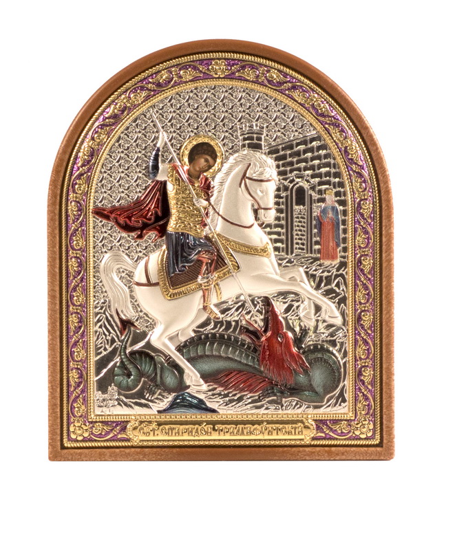 St. George the Victorious - Arch, Painted Silver-Plating, Textured Plastic, Uncovered, Unencrusted 2.56x80mm