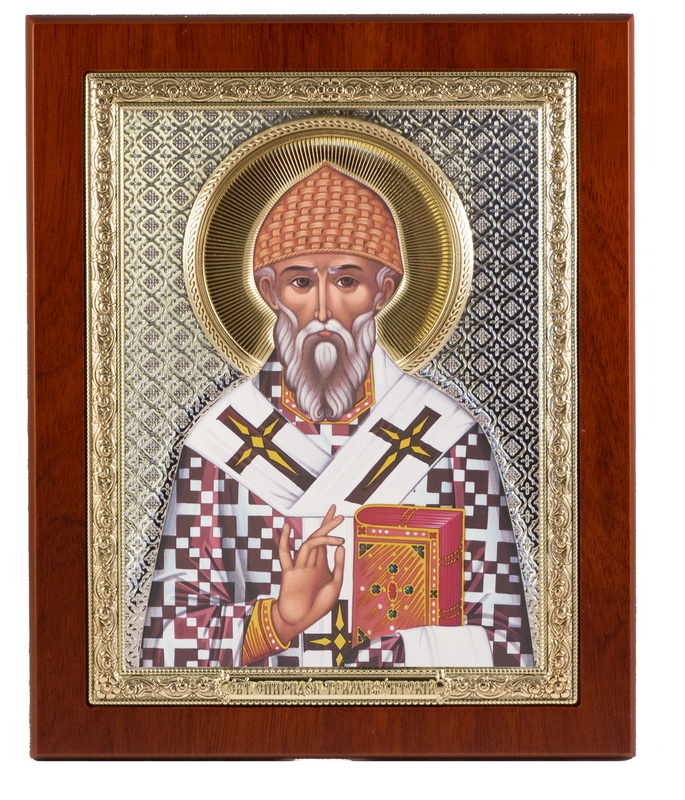 St. Spyridon of Tremithus - Rectangular, Painted Print, Solid Wood, Uncovered, Unencrusted 5.71x176mm