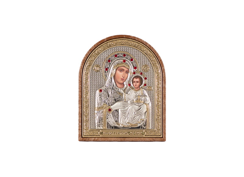 Theotokos the Jerusalemite - Arch, Painted Print, Silver-Plating, Textured Plastic, Uncovered, Gem-Encrusted 4.57x147mm