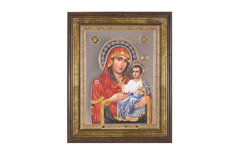 Theotokos the Jerusalemite - Rectangular, Painted Print, Solid Wood, Under Glass, Unencrusted 7.87x248mm